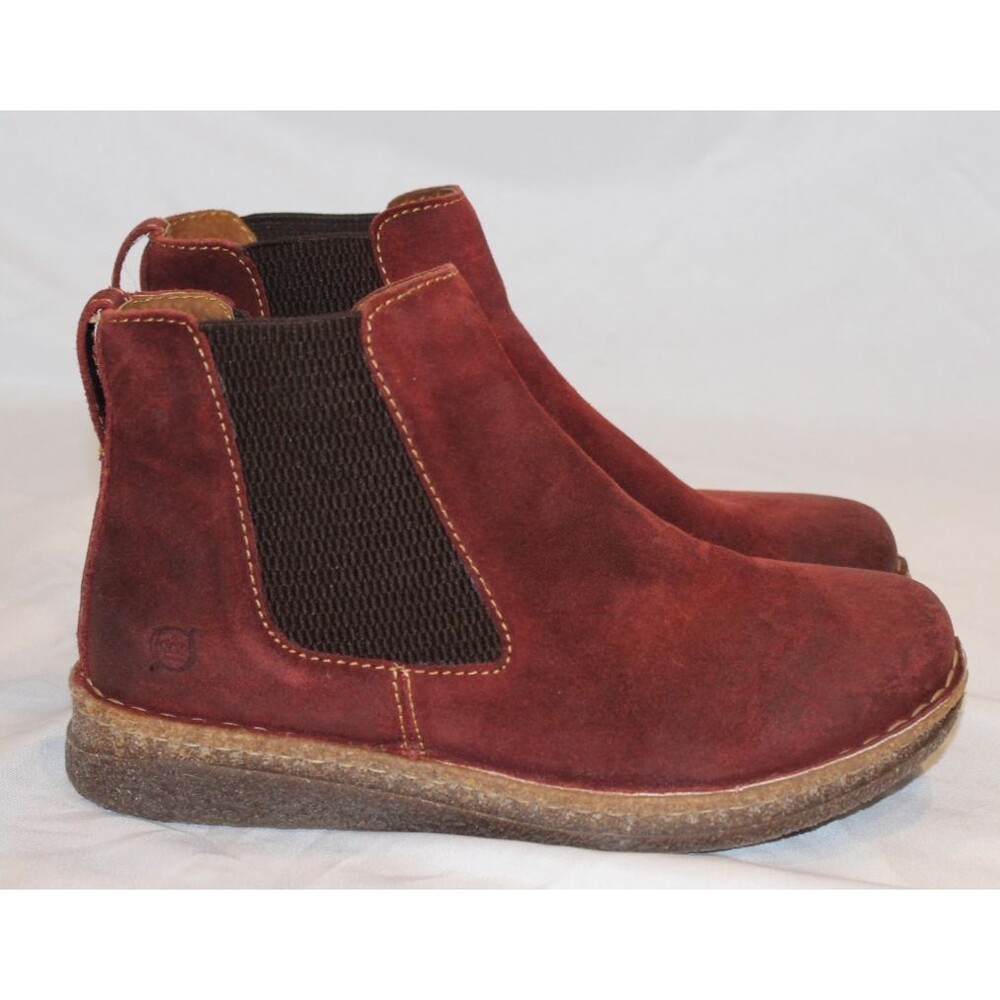 BORN Women's Faline Suede‎ Ankle Boots NWOB BURGUNDY SZ EU 38 US 7 $135
